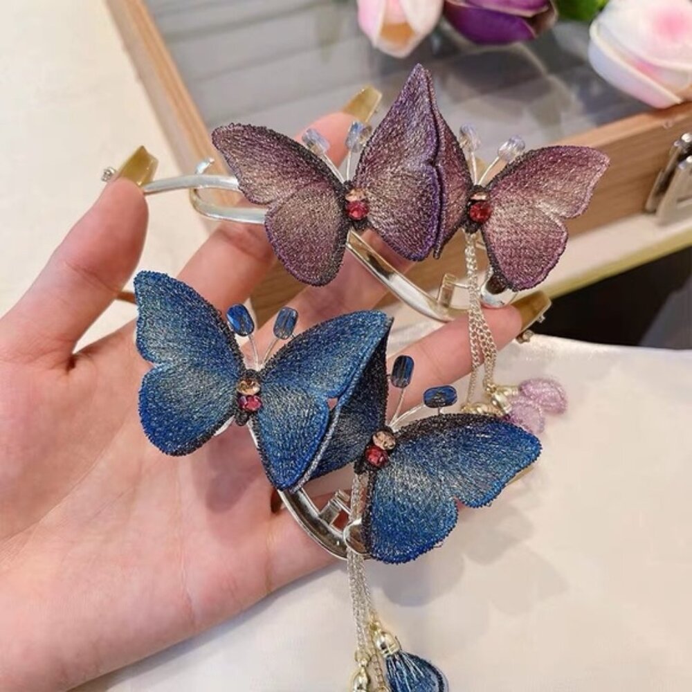 Embroidered Butterfly Hair Clips Bundle